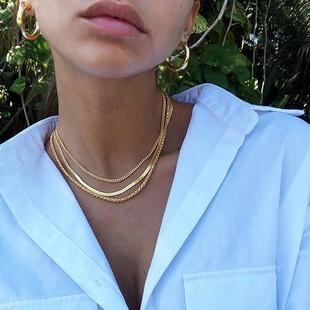 Gold Dainty Layered Necklaces Gift Women Jewelry Simple