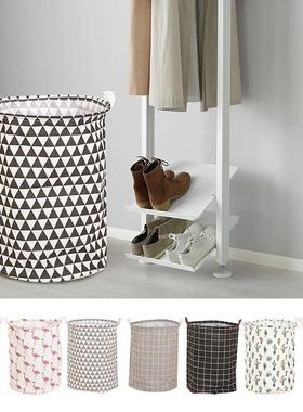 1pc Folding Laundry Basket Round Storage Bin Bag Large Hampe