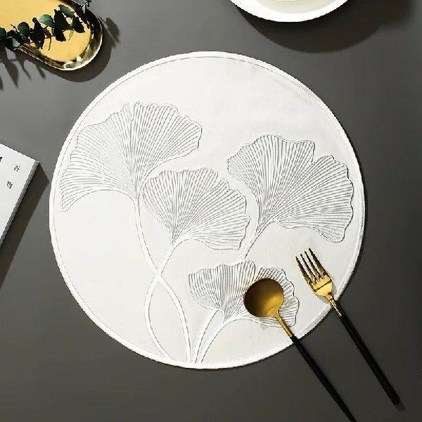 6/4pcs Ginkgo Leaf Round Placemats Nordic Home Scald Proof