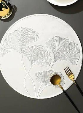 6/4pcs Ginkgo Leaf Round Placemats Nordic Home Scald Proof