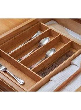 bamboo cutlery tray adjustable drawer storage box