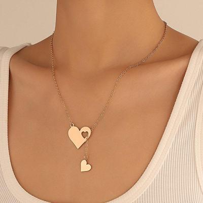Female Hollow Peach Heart Collar Chain Y-shaped Neck Chain