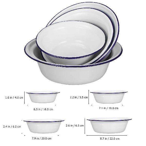 Enamel Bowl Set Retro Bowls for Kitchen Unbreakable