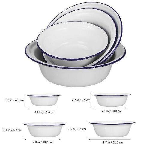 Enamel Bowl Set Retro Bowls for Kitchen Unbreakable