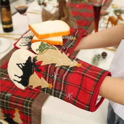 Christmas gingham insulated gloves Microwave oven gloves