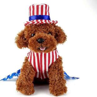 Large Patriotic Striped Dog 4th of July Costume and Hat,