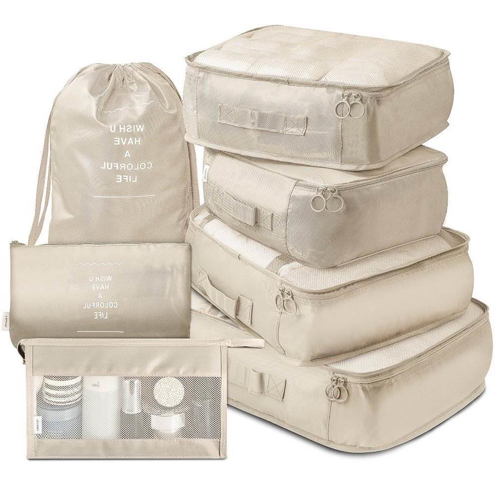 7PCS Compression Packing Cubes Travel Luggage Organizer bag
