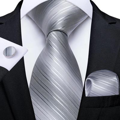 Gray Striped Paisley Silk Ties For Men Wedding Accessories M