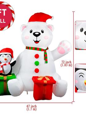 6FT Christmas Inflatables Outdoor Decorations Polar Bear Inf