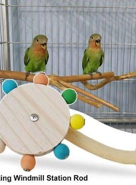 Rotating Bird Toy Bird Perches Cage Toys Wood Rotate Fun
