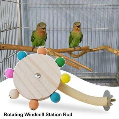 Rotating Bird Toy Bird Perches Cage Toys Wood Rotate Fun