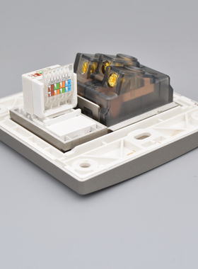 深灰色网络加5孔插座网孔信息墙壁开关单电脑网线口五孔电源面板