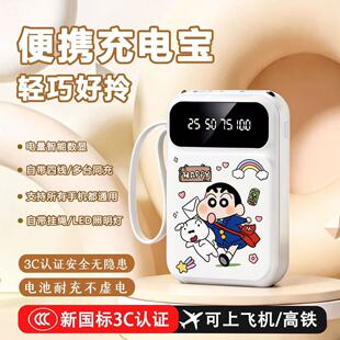自带线充电宝20000毫安迷你便携20W快充学生迷你移动电源手机通用应急充电线数据线卡通