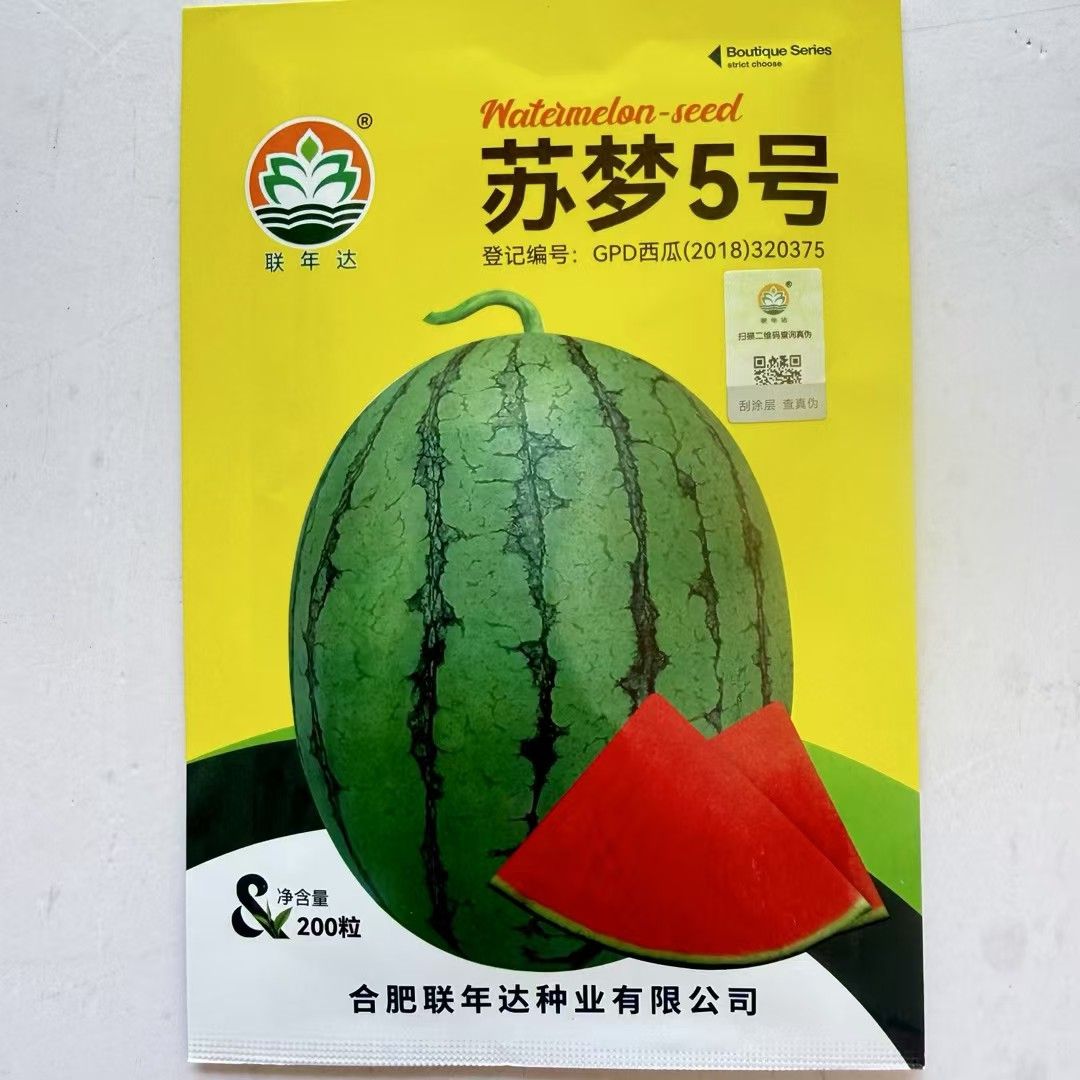 苏梦5号礼品小西瓜种子椭圆形吊瓜种籽花皮红瓤皮薄脆甜西瓜种籽