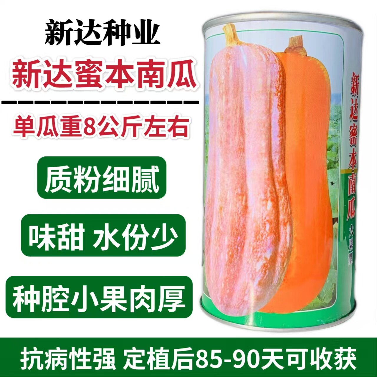 新达蜜本南瓜种子粉糯味甜南瓜种籽橙红肉水分少抗病高产春秋栽培