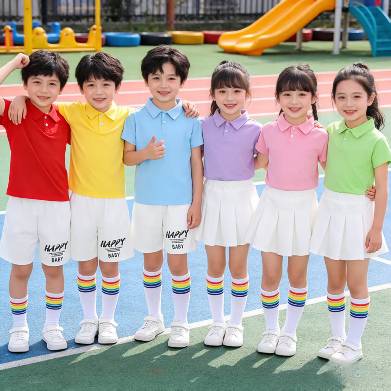 儿童多巴胺糖果色班服运动会服装小学生啦啦队男女街舞演出服六一
