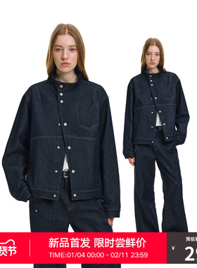 RASS原牛设计门襟立领牛仔夹克 潮牌2026新款休闲高级感情侣外套