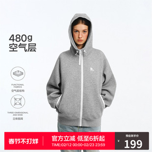 RASS重磅空气层开衫卫衣 国潮牌宽松休闲拉链春秋季连帽外套帽衫