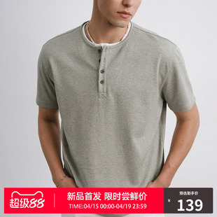 RASS彩棉质感假两件亨利领短袖 潮牌夏季新款宽松简约短袖t恤男