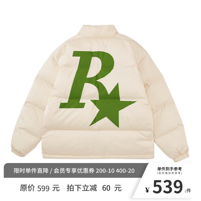 rassr星立领美式复古潮牌男羽绒服