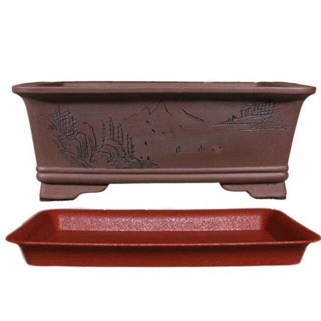新品陶土花盆长方形盆景盆大号形马槽盆景盆室内榕树盆盆陶瓷文竹