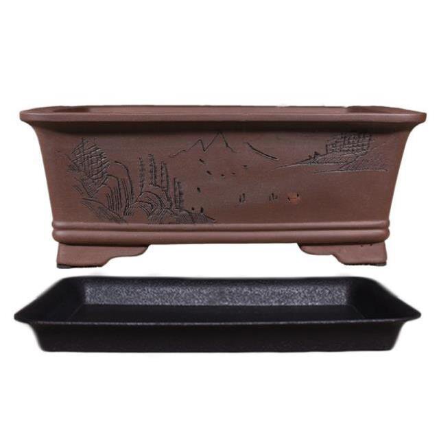 新品陶土花盆长方形盆景盆大号形马槽盆景盆室内榕树盆盆陶瓷文竹