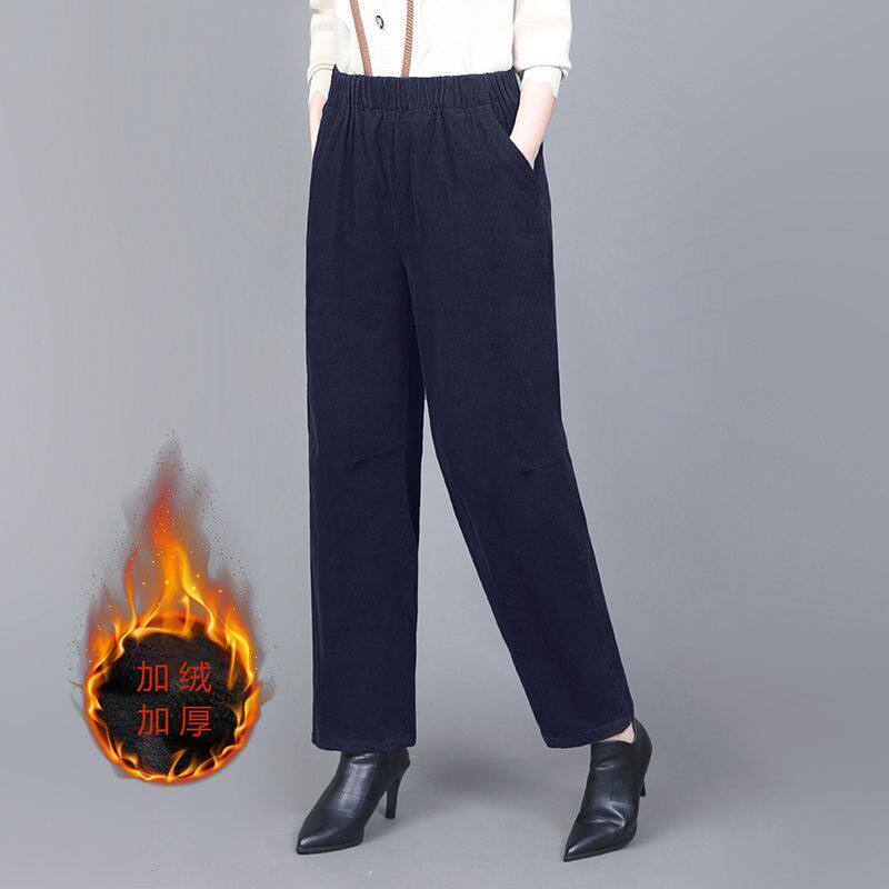 条绒裤子女宽松九分灯芯绒阔腿裤秋冬加绒加厚2024新款复古气球裤
