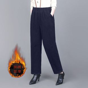 条绒裤子女宽松九分灯芯绒阔腿裤秋冬加绒加厚2026新款复古气球裤