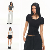 U领短袖 CLIMAX VISION十字花满天星烫钻正肩修身 T恤软糯舒适tee