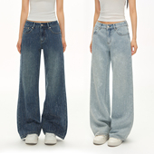 CLIMAX VISION复古重工烫钻满天星爆闪中低腰直筒流星雨牛仔裤 女