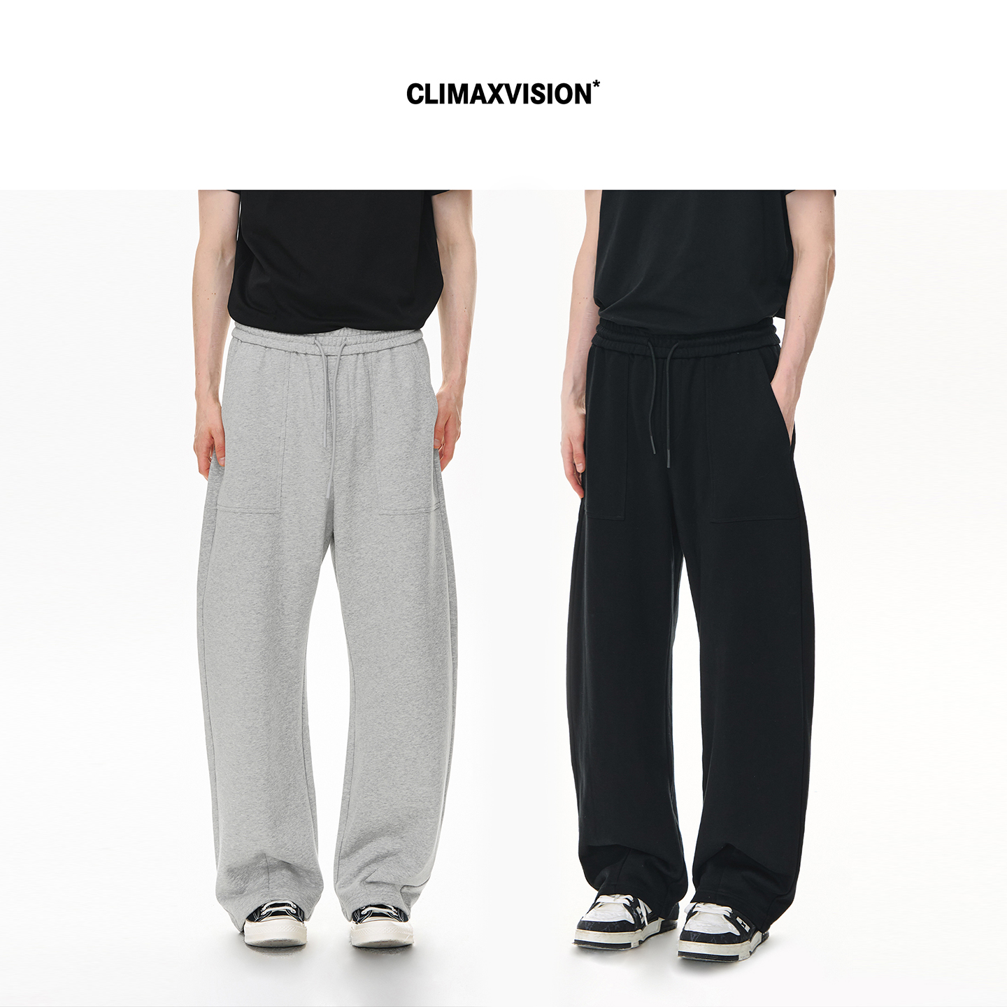 CLIMAX VISION简约基础松弛感轻解构大口袋弯刀休闲卫裤直筒长裤