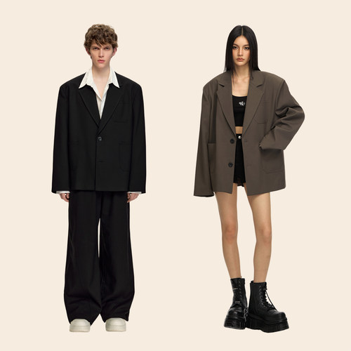 CLIMAXVISION单排扣垂感西装外套