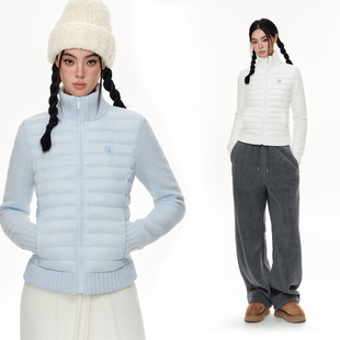 CLIMAX 高领排骨羽绒服休闲保暖外套 VISION仿貂毛针织拼接短款