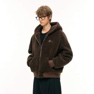 CLIMAX 廓形拉链连帽外套 VISION保暖锁温环保大颗粒羊羔绒短款