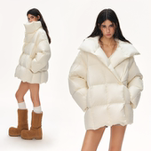 CLIMAX VISION云朵0压感围裹领泡芙羽绒服保暖廓形中长款 方格外套