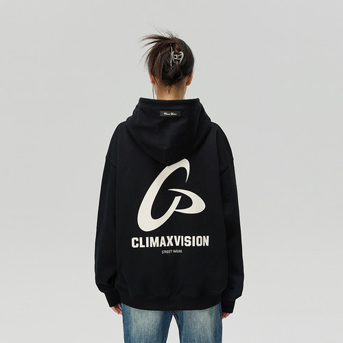 CLIMAXVISION加绒飞盘印花帽衫