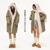 CLIMAX VISION优质鲜绒 一件过冬可脱卸毛领连帽派克羽绒服女