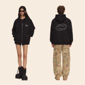 加绒连帽卫衣男女休闲帽衫 CLIMAX VISION闪银烫钻logo拉链开衫