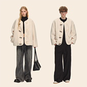 CLIMAX VISION牛角扣羊羔绒保暖外套男女同款 无领宽松百搭夹克