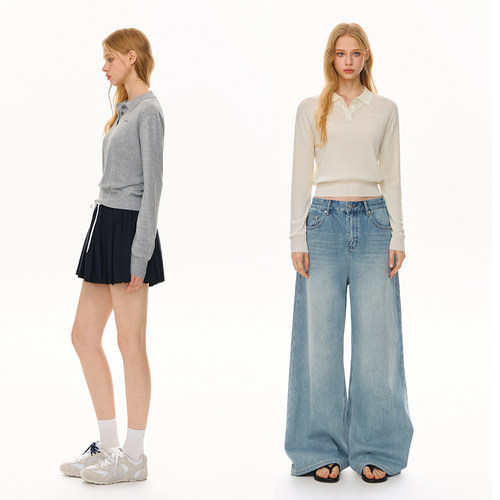 CLIMAX VISION时髦知识分子风莱赛尔天丝老钱POLO衫长袖T恤女款