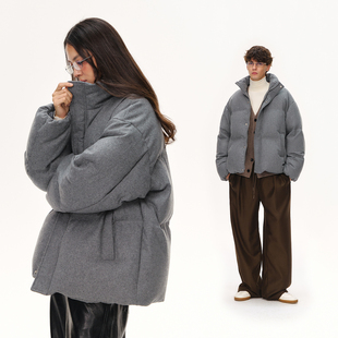 羊毛混纺毛呢立领保暖羽绒服外套男女款 CLIMAX VISION优质鲜绒