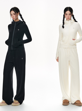 CLIMAX VISION双面软糯绒感亲肤保暖修身显瘦刺绣外套/休闲直筒裤