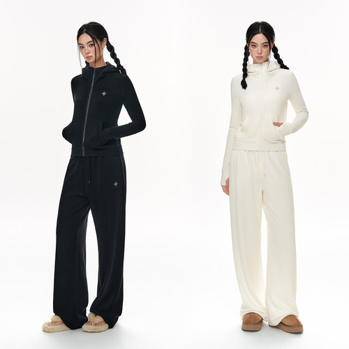 CLIMAX VISION双面软糯绒感亲肤保暖修身显瘦刺绣外套/休闲直筒裤