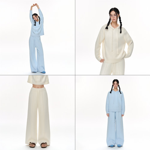 CLIMAX VISION懒人套装冬季双面暖绒针织衫连帽卫衣/闲直筒休长裤