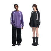 T恤无性别打底衫 CLIMAX VISION260克全棉字母印花拼色插肩长袖 潮