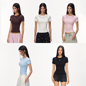 紧身显瘦短袖 CLIMAX VISION轻薄裸感沙漏腰十字花基础百搭短款 T恤