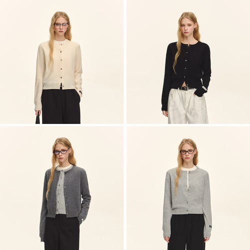 CLIMAX VISION26支纯羊毛柔糯轻盈修身短款毛织开衫女