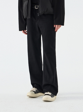 CLIMAX VISION纯色基础加绒加厚保暖牛仔裤男休闲宽松直筒长裤