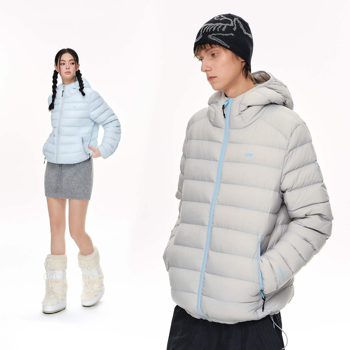 CLIMAX VISION户外轻量三防撞色拉链90白鸭绒排骨连帽羽绒服外套