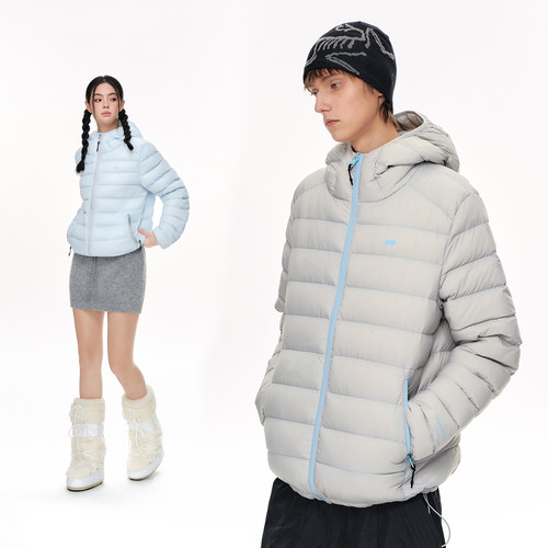 CLIMAX VISION优质鲜绒/户外轻量三防撞色拉链排骨连帽羽绒服外套